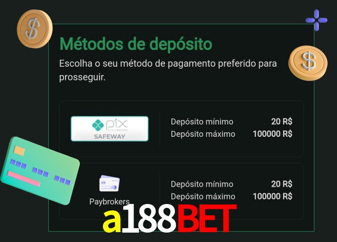 O cassino a188bet oferece uma grande variedade de métodos de pagamento